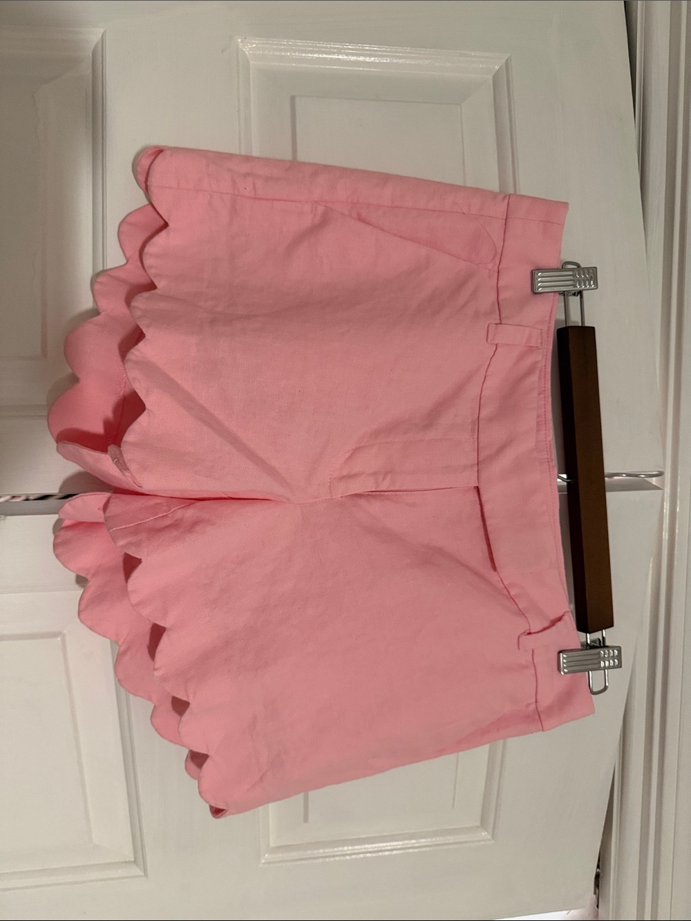 J. Crew Pink Scallop Hem High-Waist Shorts